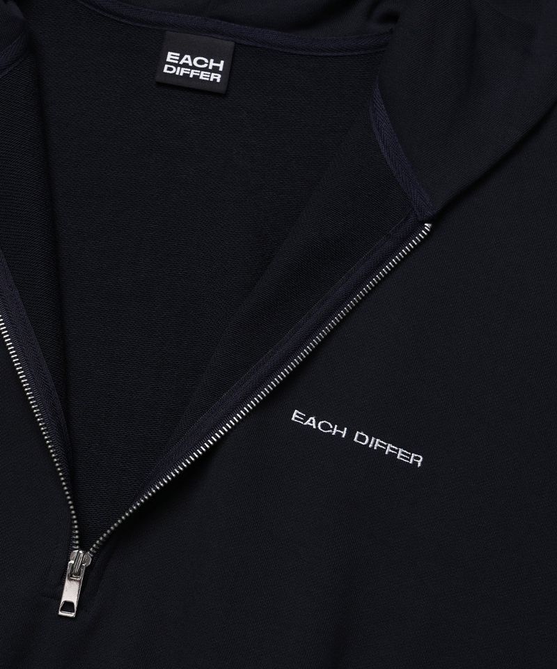 HAIF-ZIP HOODIE (CROP)_NAVY