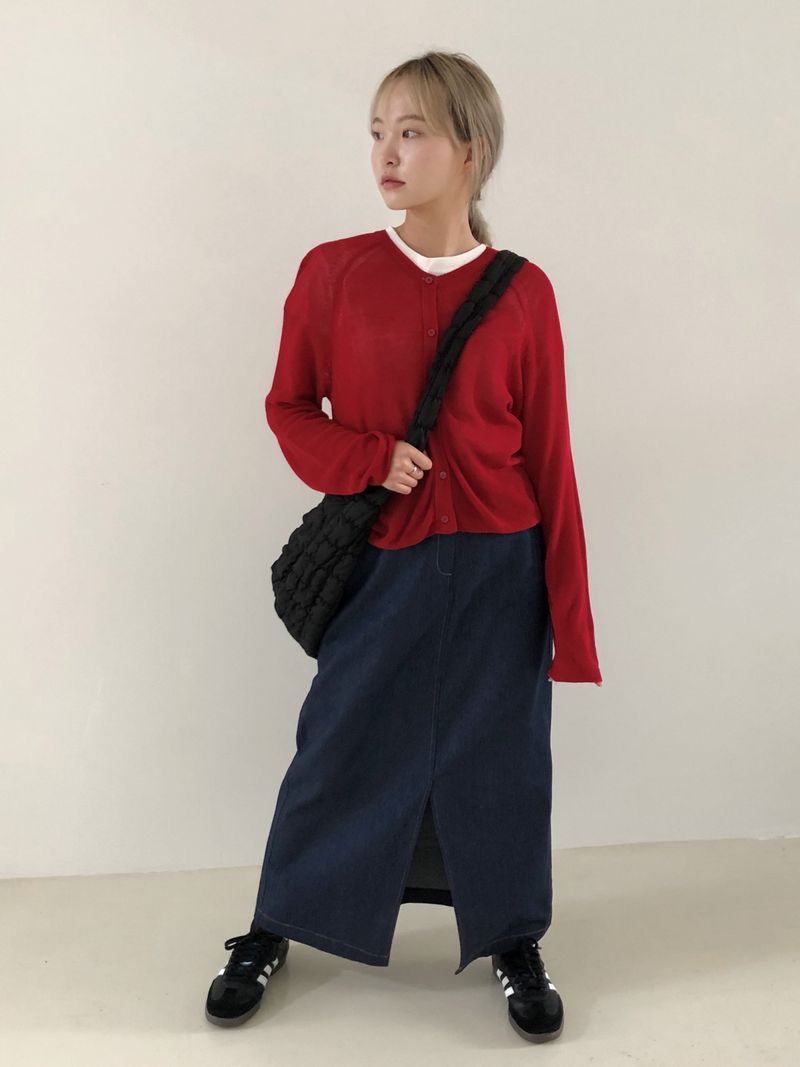 Picnic denim long skirt 