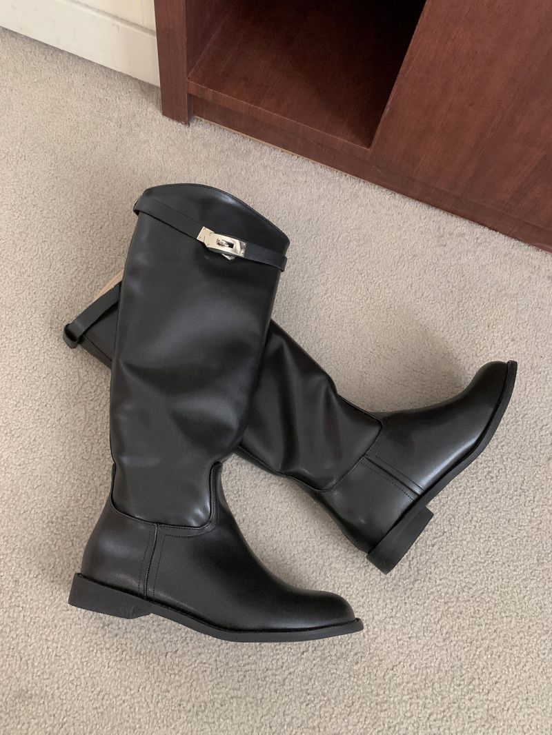 Maison Core Classic Buckle Leather Long Boots