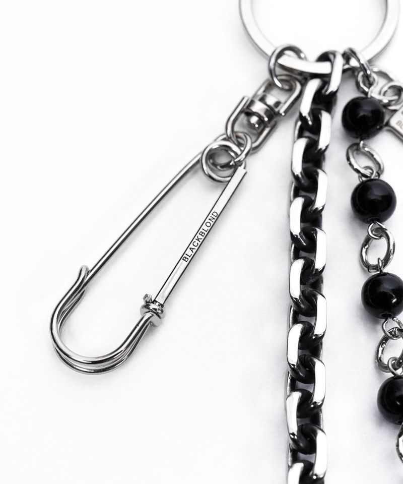 BBD Stone Ball 2-Line Pants Chain (Silver&Black)