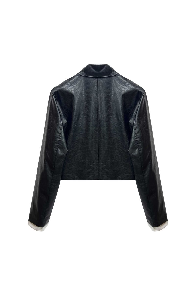 MOLLY LEATHER CROP JACKET / BLACK