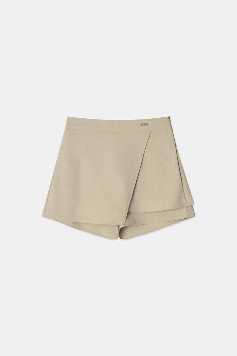 Wrap Skirt Short Pants_Beige