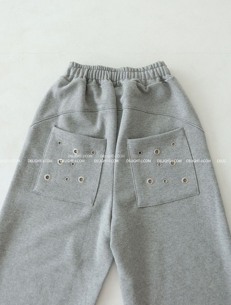 Punching eyelet string wide pants