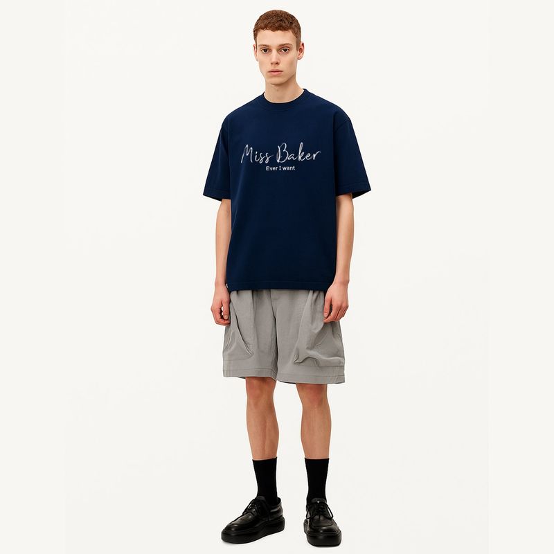Miss Baker エンボニードルTシャツ ネイビー(MAN)