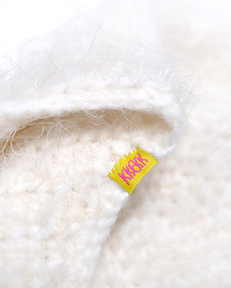 Hand Earflap Beanie - cream