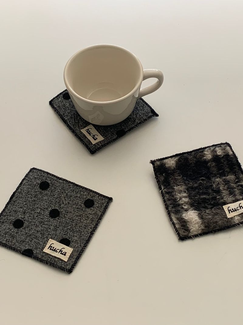 (2+1) Dot, Check, Stripe Tea Coasters