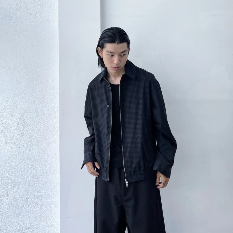 チェックド ジップ シャツ ジャケット