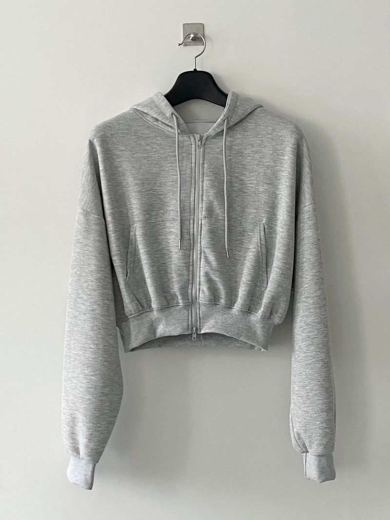 Joli crop two way hood zip up