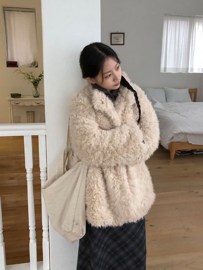 Bihin Collar Half Fur Jacket
