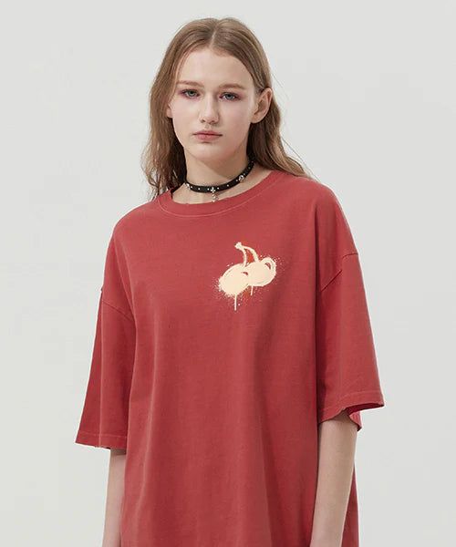 KIRSH（キルシー）の「MELTING CHERRY PIGMENT WASHING T-SHIRT - RED （Tops）」