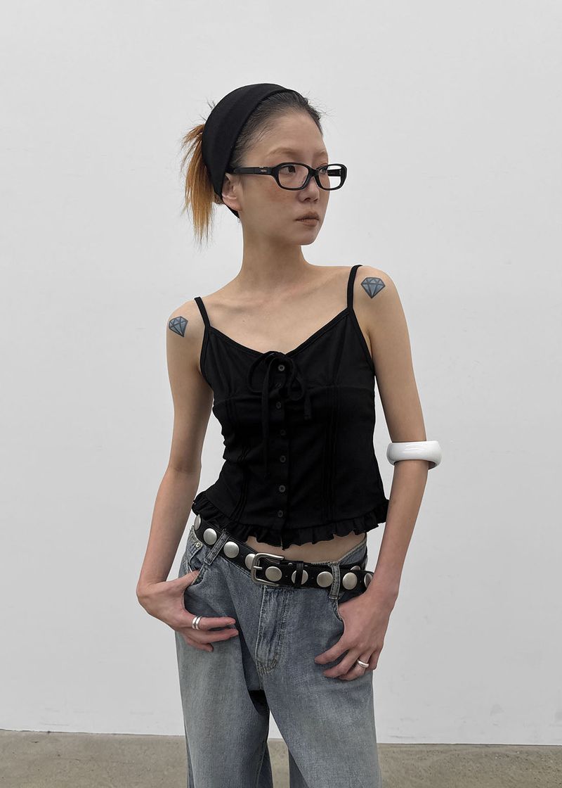 BLACKUP（ブラックアップ）の「[MADE] Cocoru Frill Ribbon Sleeveless Top（Tops）」