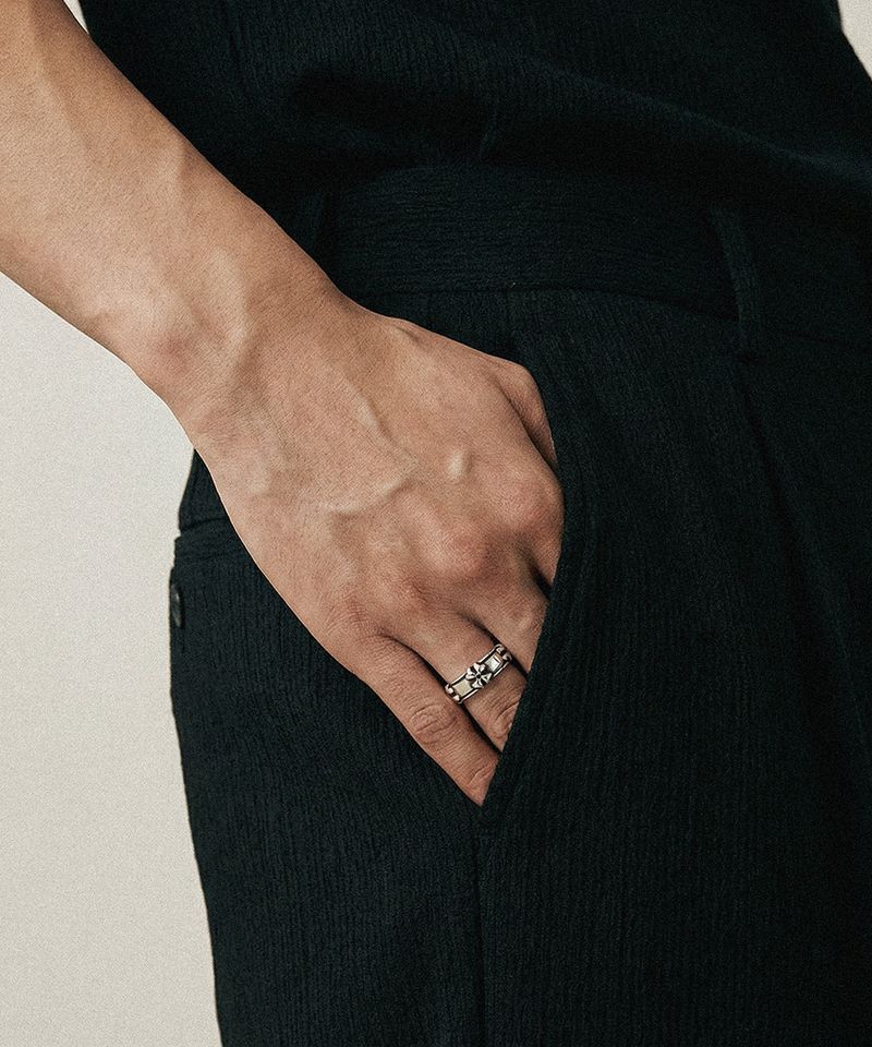 Clover rail ring BK (925 silver)