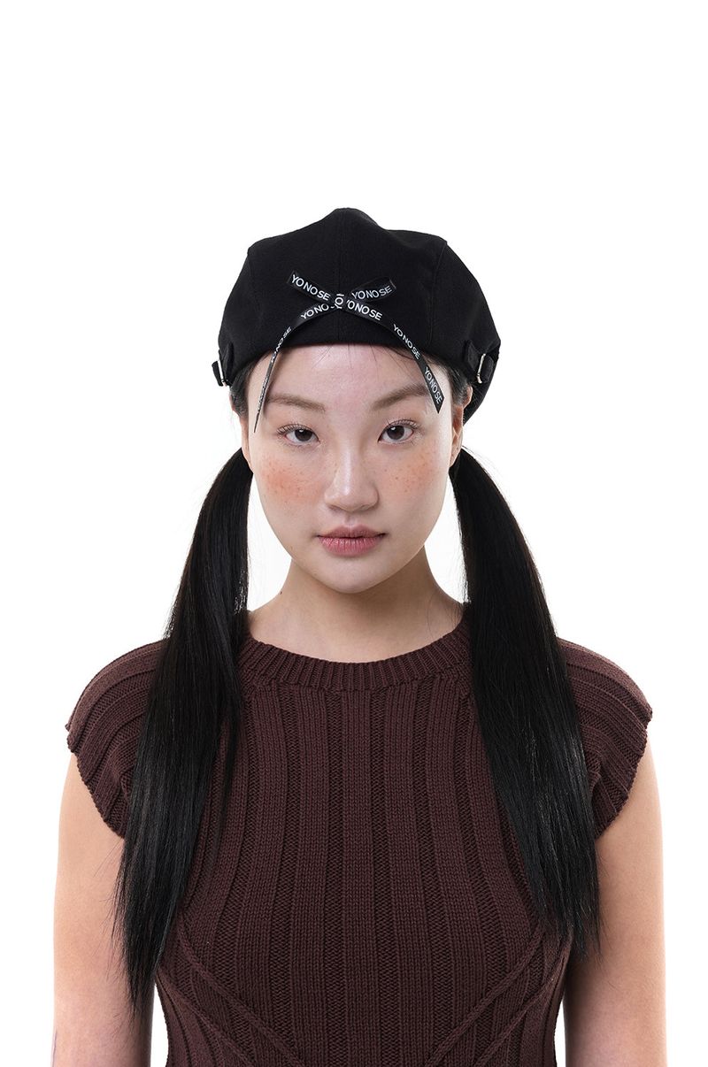 YONOSE（ヨノセ）の「RIBBON HUNTING CAP / BLACK（Hats）」