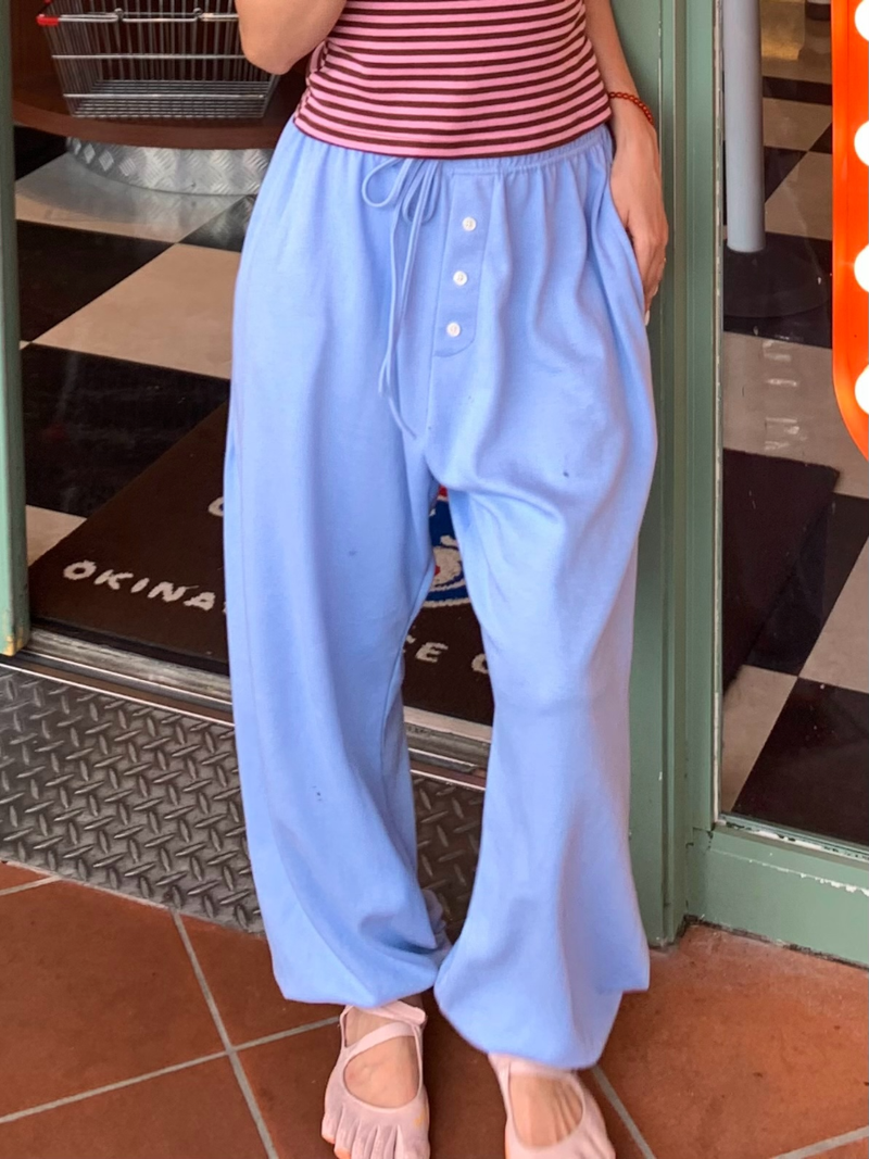 summer button point jogger pants