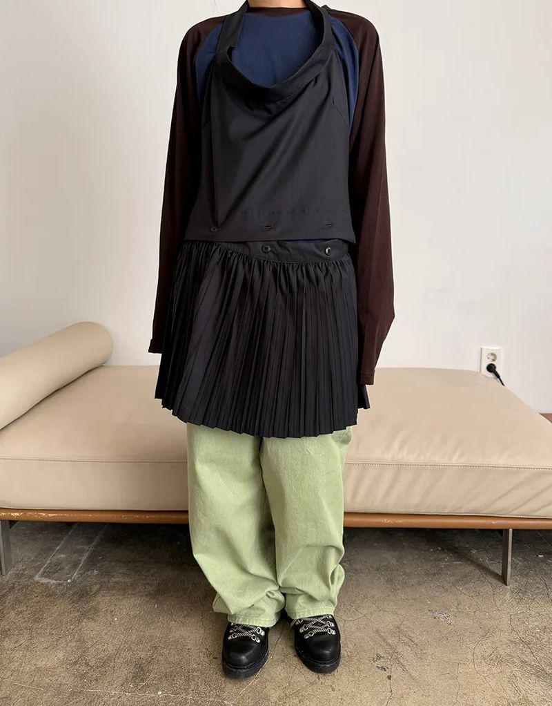 halter pleats layered dress
