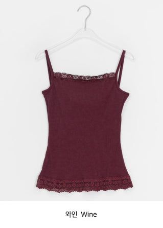 Yoka Lace Ribbed Layered String Sleeveless