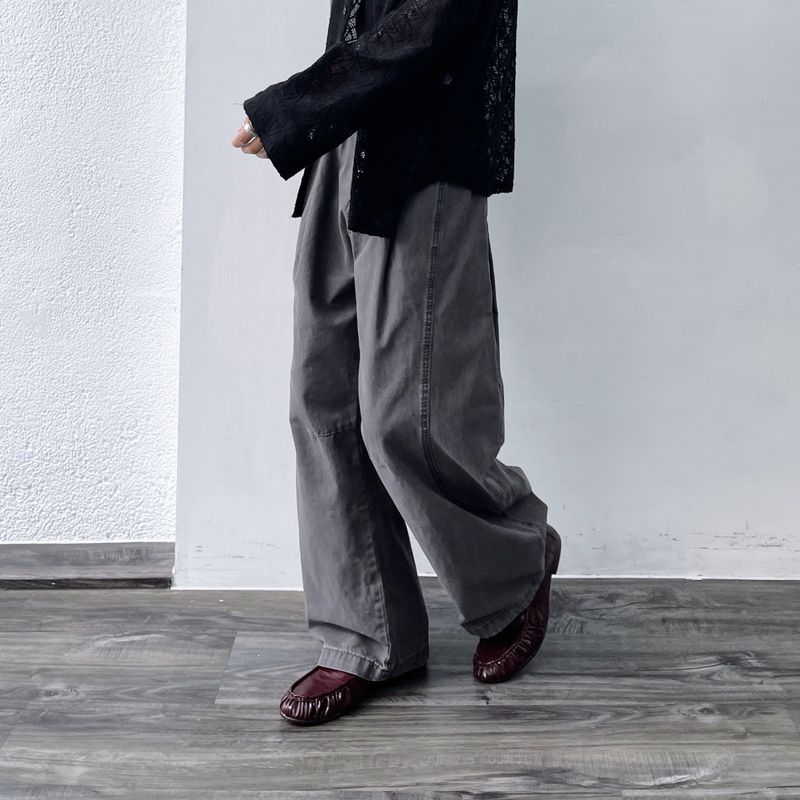 Washed Multi-Button Wide Pants