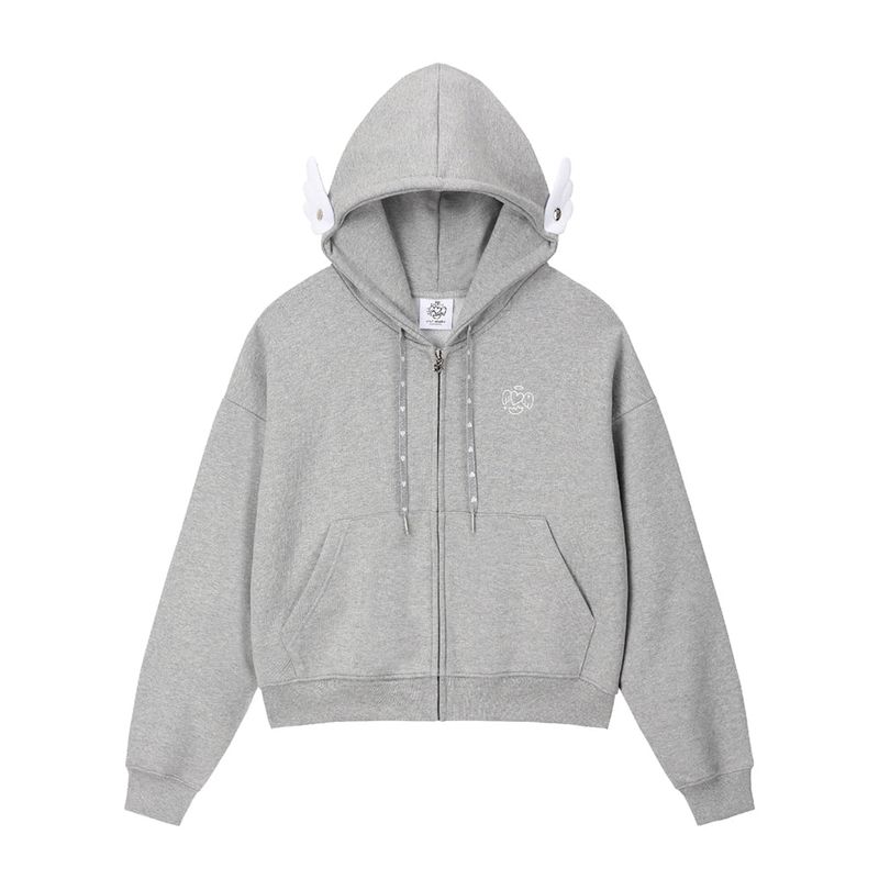 Wings Hooded Zip-up - GREY