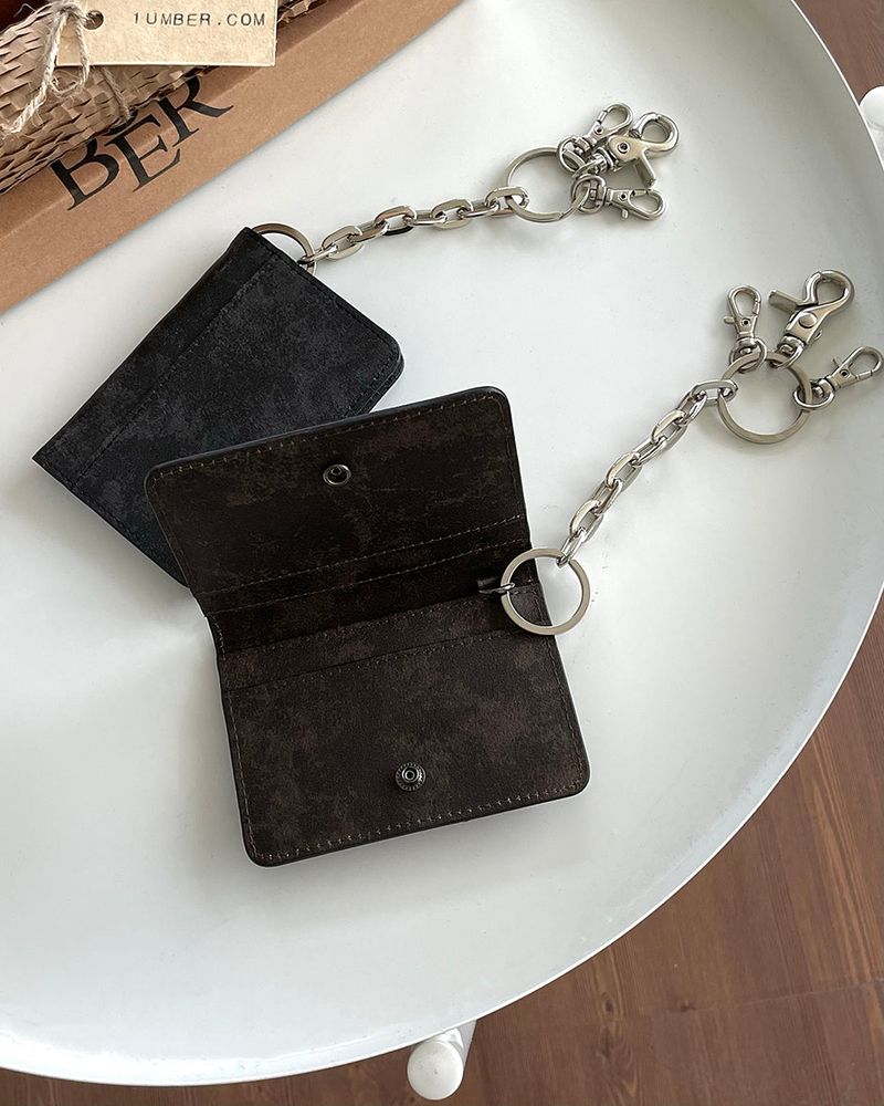 Vintage leather key ring wallet