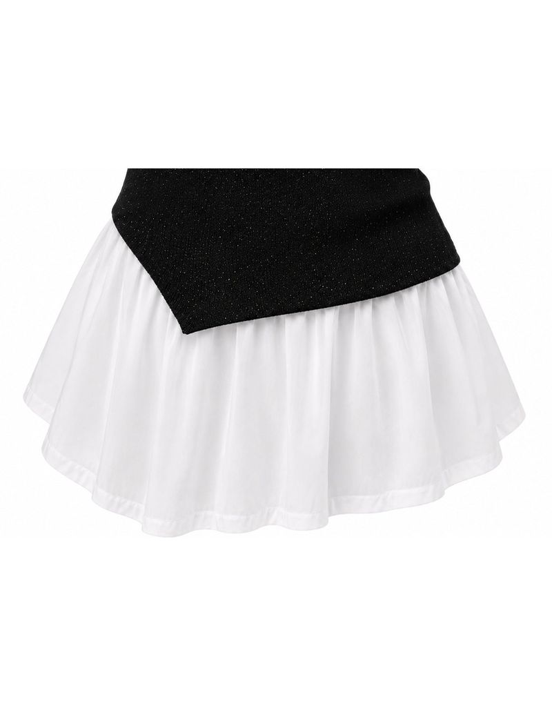 Fria Glitter Off-Shoulder Layered Summer Knit Top Black