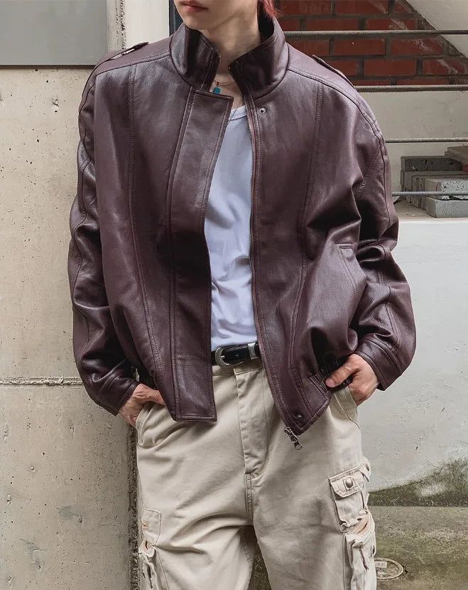 Raoul High-Neck Leather Jacket
