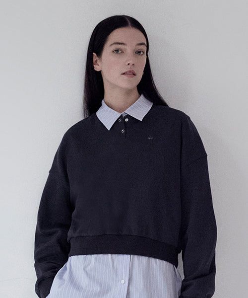 KIRSH（キルシー）の「KIRSH PLAIN BUTTON POINT SWEATSHIRT [DARK NAVY]（Tops）」