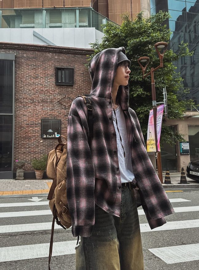Kant Check Hooded Shirt