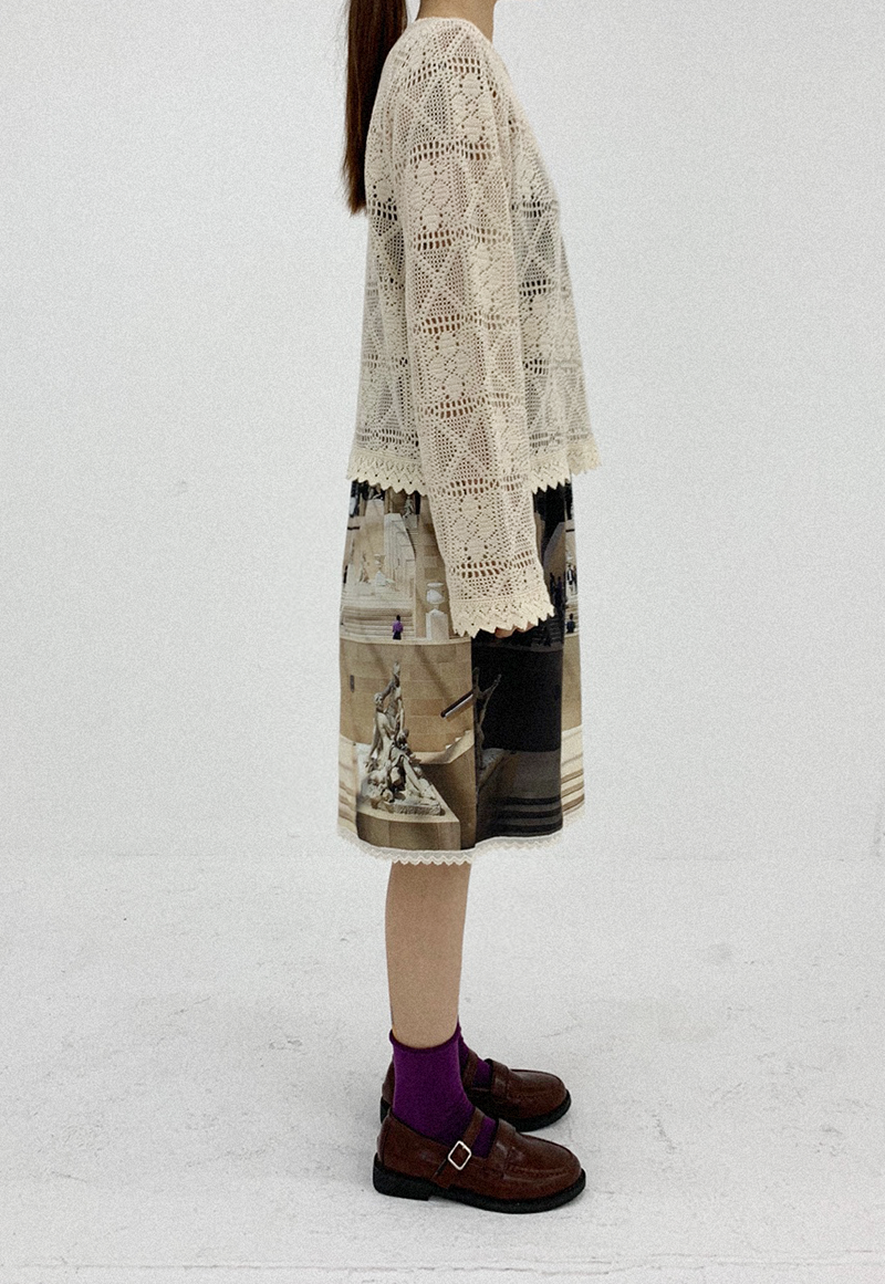 Crochet Lace Blouse Tee (Beige)
