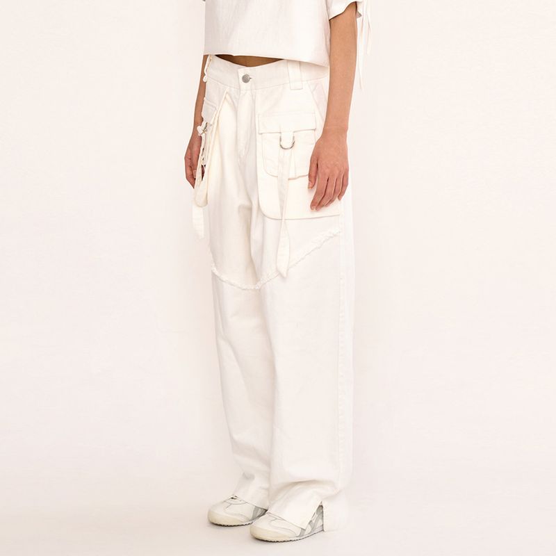 Layered Pocket Pant - White