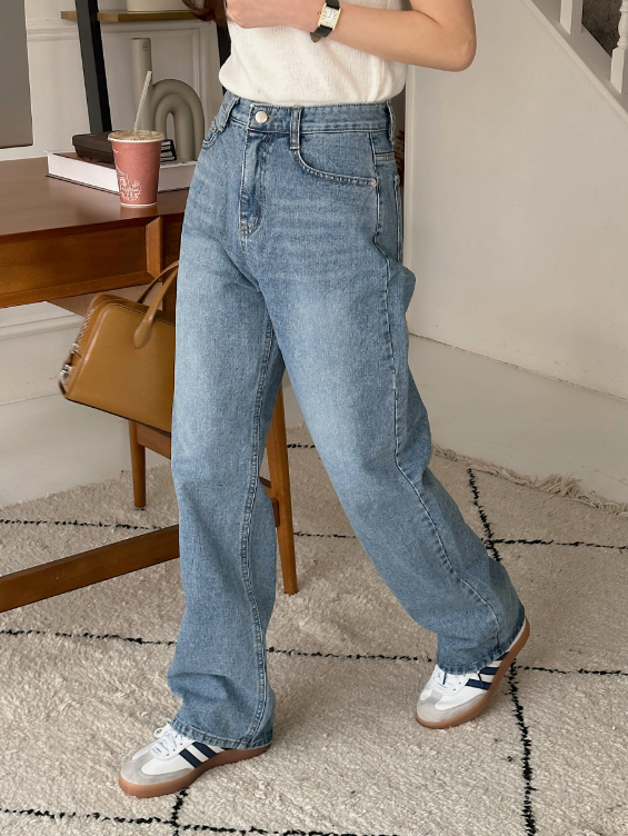 [SHOPPERMADE] Trend Washed Wide Denim Pants