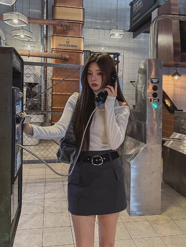 Linda belt point mini skirt