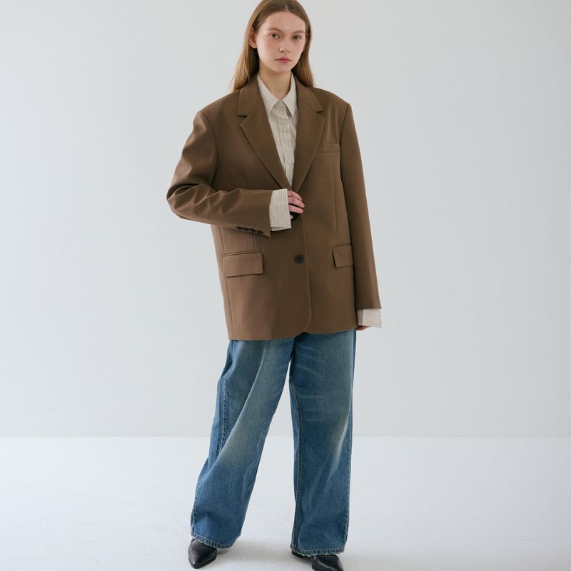 Over-sized Tailored Jacket_Brown
