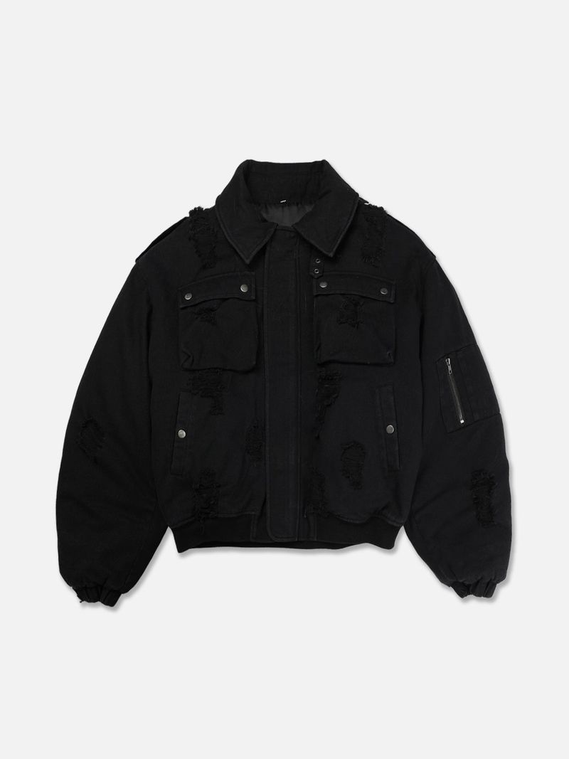 RACCOON PUFFER JACKET-BLACK