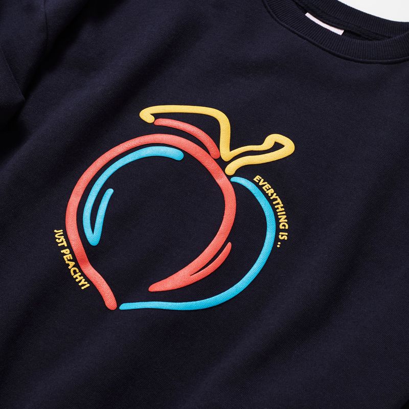 PEACH EMBOSSED PRINT SWEATSHIRT_NAVY