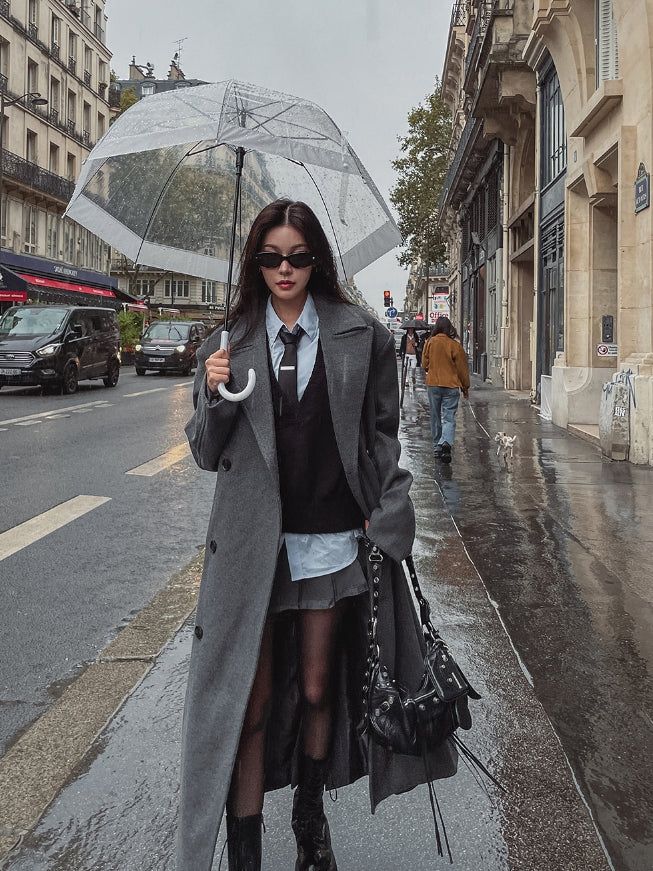 Moi Side Pocket Double Long Coat