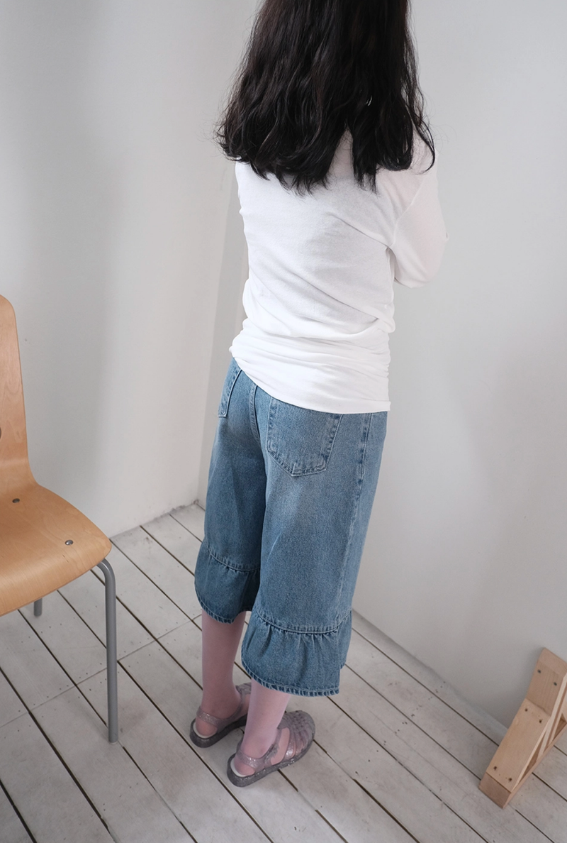 frill bermuda denim