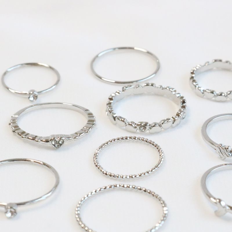 Mini Heart Layered Ring 10 Set (2 color)