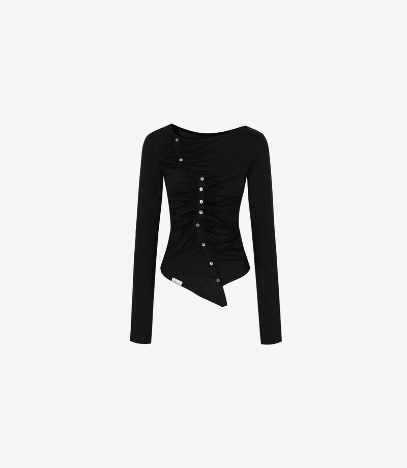 Jelly Button Asymmetric Ruched Top