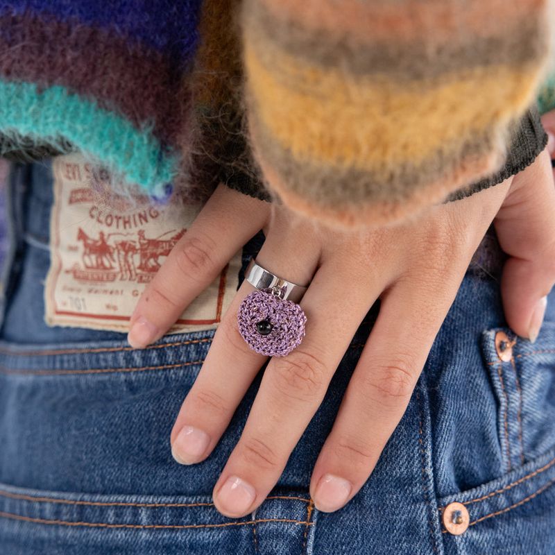 MerryMotive（メリーモチーブ）の「Chubby heart pendant surgical open ring (purple)（Accessories）」