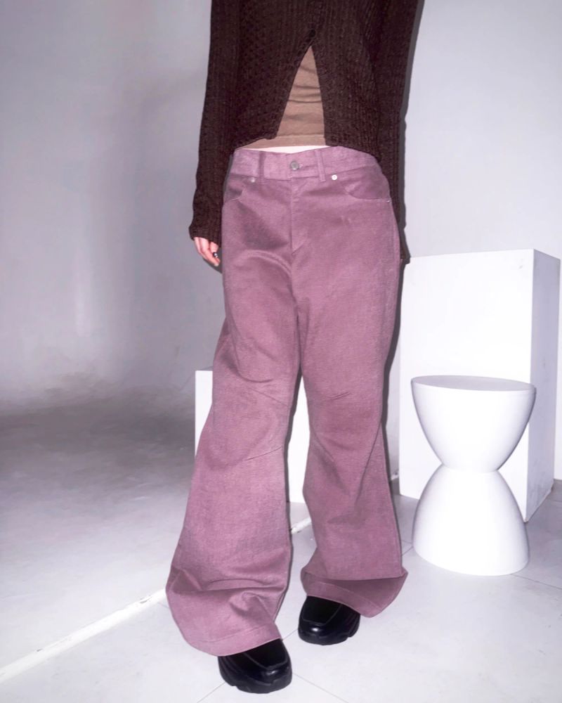 (2color) Check Back Pocket Peach Bootcut Pants