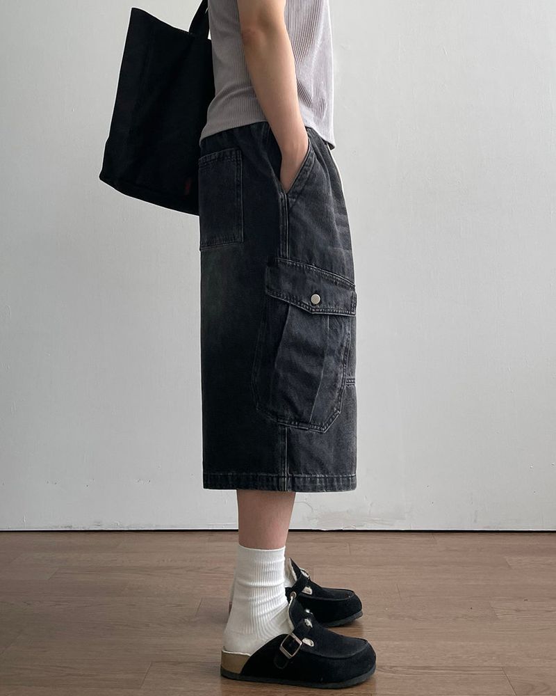 Stone Bermuda Denim Pants