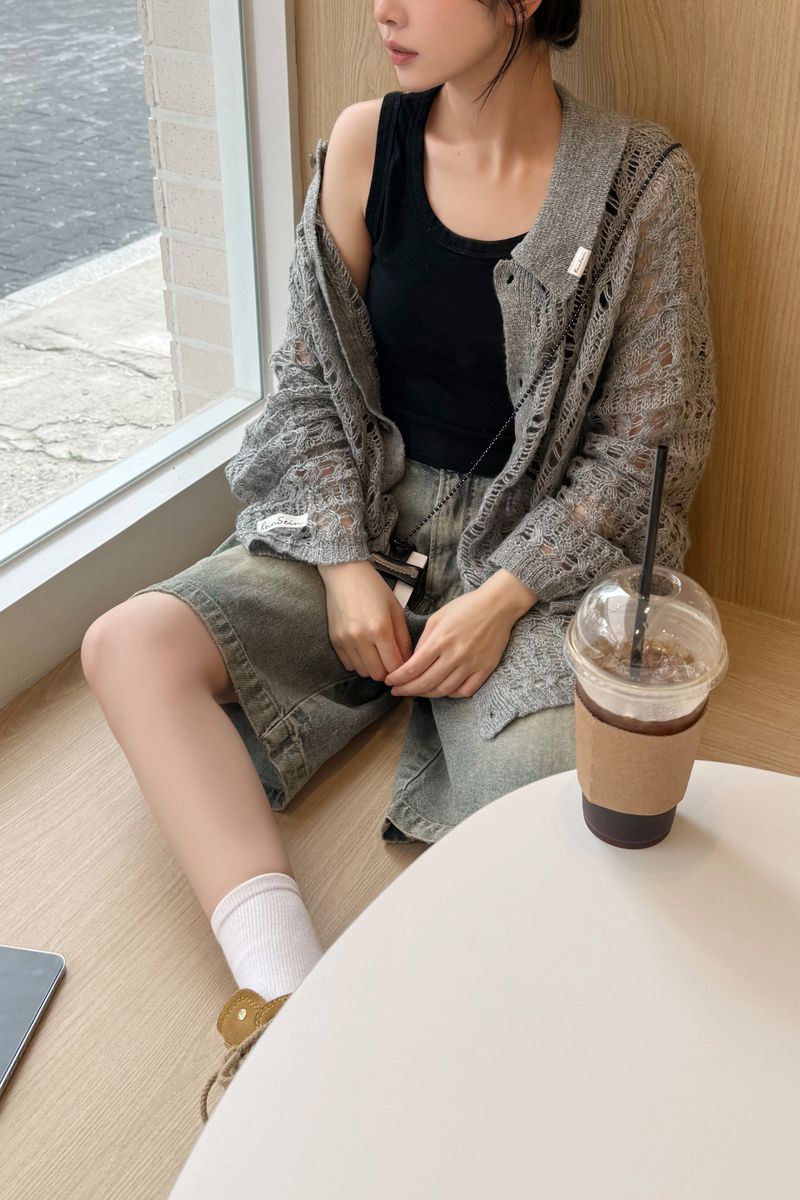 P:ReinSein（レインセイン）の「Pastel gray see through cardigan（Tops）」