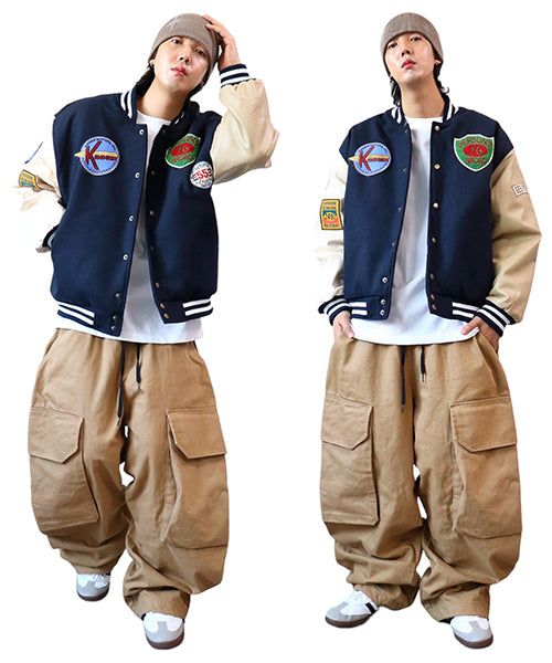 Oversized Varsity Jacket with Patches