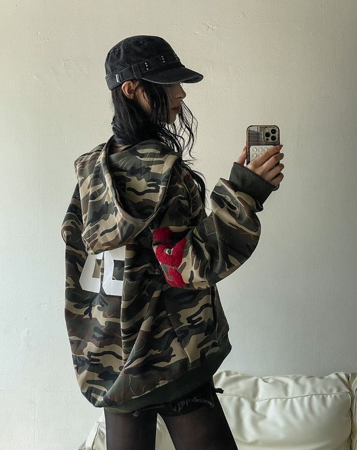 Roho Numbering Patch Overfit Hooded Zip-Up