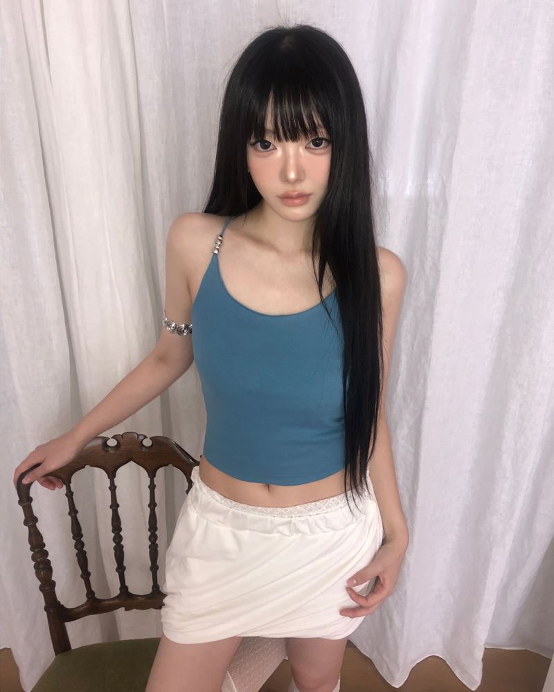 Chapo Metal Beaded Strap Sleeveless Top