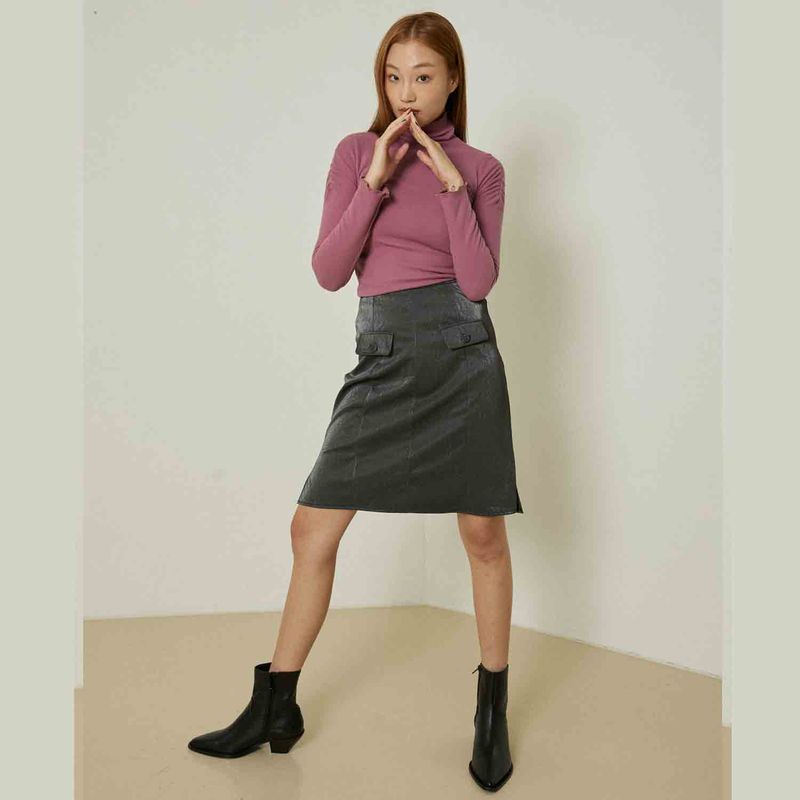 Ebony shirring turtleneck top (pink)