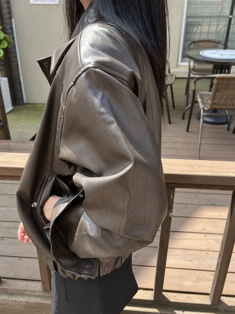 Old box leather bike overfit leather jacket (2 colors)