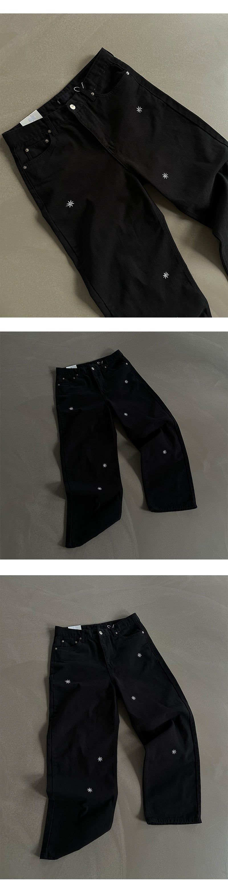 Minimal patch semi wide pants (3color)