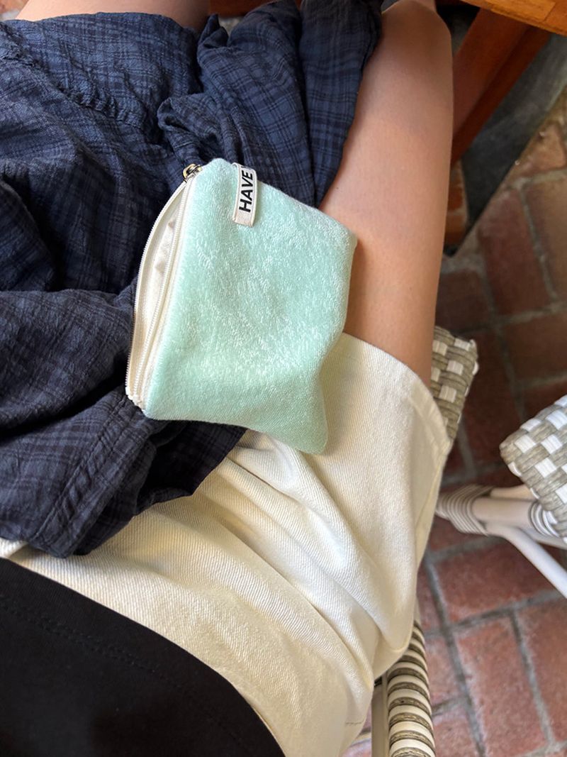 Terry flat pouch - mint , M size