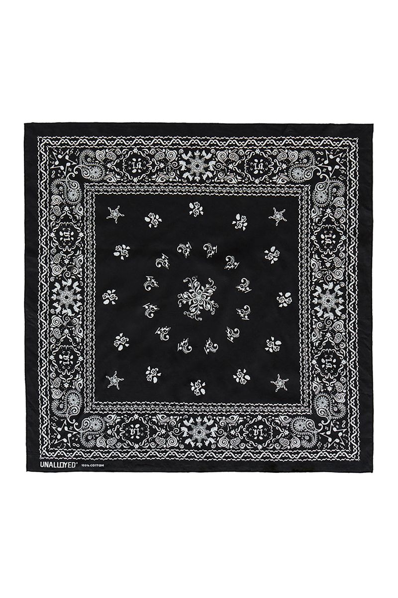UNALLOYED（アナロイド）の「NOTE PAISLEY BANDANA / BLACK（Smartphone Accessories）」